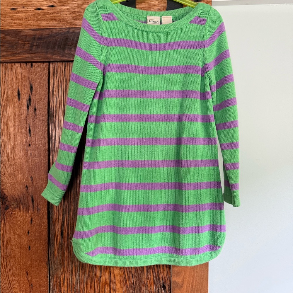 L.L. Bean Green and Purple Knit Top